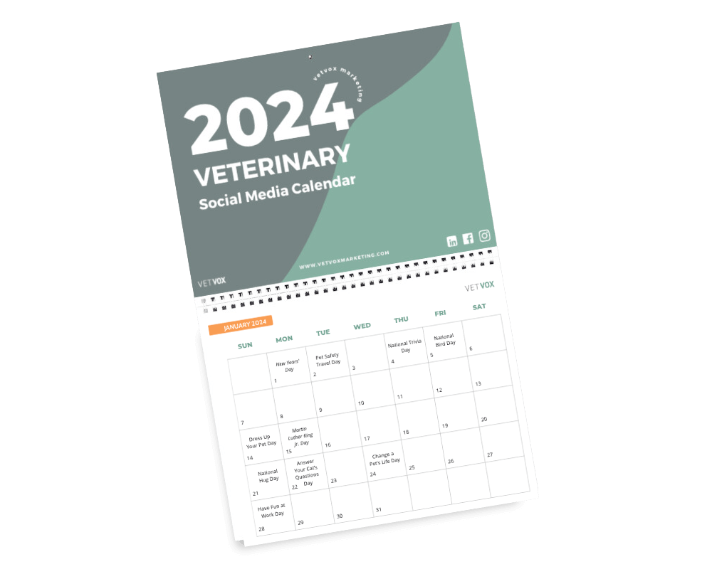 FREE 2024 Veterinary Social Media Calendar Download Now!